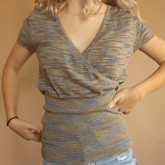 Y2K Veri Peri Melange Wrap Baby Tee - Picture 4 of 14